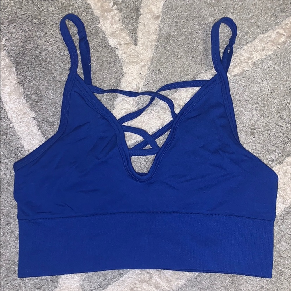 Blue sports bra from PINK